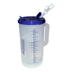 McKesson  32 oz. Plastic Insulated Drinking Mug Clear Cup / Blue Lid Reusable CS/EA MK-1227642