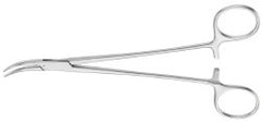 Tonsil Forceps Aesculap® Schnidt 7-1/4 Inch Length OR / Surgical Grade German Stainless Steel NonSterile Locking Finger Ring Handle Curved Serrated Tips EACH MK-1227948