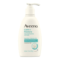Hand and Body Moisturizer Aveeno® Calm + Restore Oat Replenishing Lotion 12 oz. Pump Bottle Unscented Lotion MK-1228814