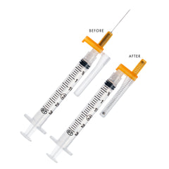 Safety Hypodermic Syringe with Needle EasyPoint® 3 mL 1 Inch 25 Gauge Retractable Safety Needle Regular Wall  W/SYR 3ML 25GX1" (50/BX 8BX/CS MK-1229236