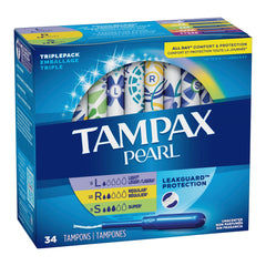 Tampon Tampax® Pearl Light / Regular / Super Absorbency Plastic Applicator Individually Wrapped APPL TRIPLE PACK (34/BX) MK-1229258