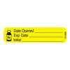 Pre-Printed Label pdc® Auxiliary Label Yellow Permanent Paper Date Open_ Exp Date_Initial_ Black Quality Control Label 3/8 X 1-9/16 Inch  MK-1230177