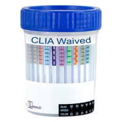 Drugs of Abuse Test Kit SafeCup™ III AMP, BAR, BUP, BZO, COC, MDMA, mAMP/MET, MOP, MTD, OXY, PCP, THC 25 Tests CLIA Waived CASE OF 1 MK-1231678