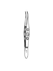 Cilia Forceps Econo™ Barraquer 4 Inch Length Floor / Office Grade Pakistani Stainless Steel NonSterile NonLocking Thumb Handle Angled Smooth Tips EACH MK-1231694