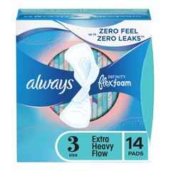 Feminine Pad Always® Infinity FlexFoam Extra Heavy Flow WIth Wings Heavy Absorbency W/FLEXFOAM HVY FLOW SZ3 (14/BX) MK-1231749