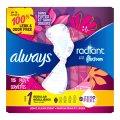 Feminine Pad Always® Radiant with FlexFoam With Wings Regular Absorbency  W/FLEXIFOAM REG FLOW (15/BX) MK-1231750