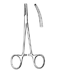 Mosquito Forceps Sklar® Halsted 5-1/2 Inch Length OR / Surgical Grade German Stainless Steel NonSterile Locking Finger Ring Handle Curved Serrated Tips with 1 X 2 Teeth EACH MK-1233843