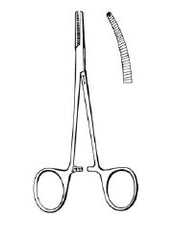 Mosquito Forceps Sklar® Halsted 5-1/2 Inch Length OR / Surgical Grade German Stainless Steel NonSterile Locking Finger Ring Handle Curved Serrated Tips with 1 X 2 Teeth EACH MK-1233843