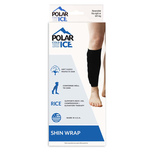 Cold Pack with Wrap Polar Ice® Shin One Size Fits Most 1 X 5 X 12 Inch Neoprene / Water Reusable  SHIN POLAR ICE UNIV BLK MK-1234371