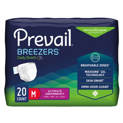 Incontinence Brief Prevail® Breezers® Adult Medium Unisex Disposable Heavy Absorbency (20/PK 4PK/CS) MK-1234416