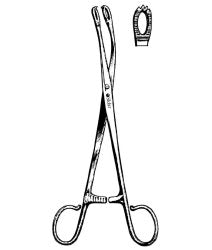 Tonsil Forceps Sklar® Blohmke 8 Inch Length OR / Surgical Grade German Stainless Steel NonSterile Locking Finger Ring Handle Curved Cross Serrated Oval Loop Tips with 3 X 4 Teeth EACH MK-1234719
