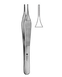 Ear Forceps Sklar® Adson 6 Inch Length OR / Surgical Grade German Stainless Steel NonSterile NonLocking Thumb Handle Straight Serrated Tips EACH MK-1234751