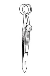 Chalazion Forceps Econo™ Lambert 3-1/2 Inch Length Floor / Office Grade Pakistani Stainless Steel NonSterile Locking Thumb Handle Straight Circular Paddle / Ring Tips EACH MK-1234752