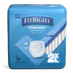 Absorbent Underwear FitRight® Bariatric Pull On with Tear Away Seams Adult 2X-Large Unisex Disposable Heavy Absorbency 2XLG (20/BG 4BG/CS) MK-1234966