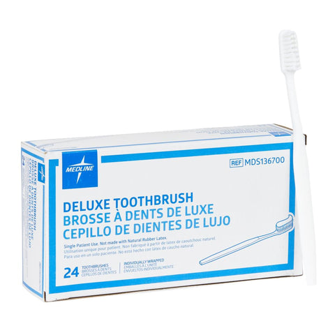 Toothbrush Medline White Adult Soft  DELUXE IND WRAPPEDWHT (144/GR) MK-1234972