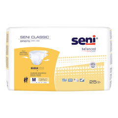 Incontinence Brief Seni® Classic Adult Medium Unisex Disposable Moderate Absorbency  WHT 30-43" (100/CS) MK-1235261