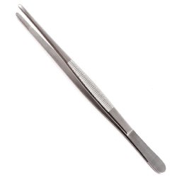 Dressing Forceps Econo Sterile™ 8 Inch Length Floor / Office Grade Pakistani Stainless Steel Sterile NonLocking Thumb Handle Straight Serrated Tips BOX OF 25 MK-1235547
