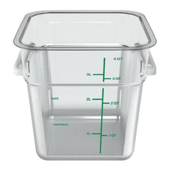 4 Qt. Polycarbonate Food Storage Container Carlisle Clear Reusable  CARLISLE SQ CLR 4QT D/S MK-1238537