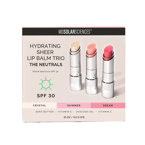 Tinted Lip Balm with Sunscreen Set MDSolarsciences™ Hydrating Sheer 0.15 oz. Balm Tube Unflavored  LIP TRIO NEUTRAL-SHIM/DREM/CRYSTAL .45OZ (48/CS) MK-1241910
