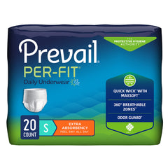 Absorbent Underwear Prevail® Per-Fit® Extra Pull On with Tear Away Seams Adult Small Unisex Disposable Heavy Absorbency UNDERWEAR, PROTECTIVE PREVAIL PER-FIT SML DISP(20/PK 4PK/CS) MK-1243750
