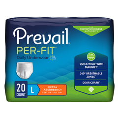 Absorbent Underwear Prevail® Per-Fit® Extra Pull On with Tear Away Seams Adult Large Unisex Disposable Heavy Absorbency UNDERWEAR, PROTECTIVE PREVAIL PER-FIT LRG DISP(20/PK 4PK/CS) MK-1243751