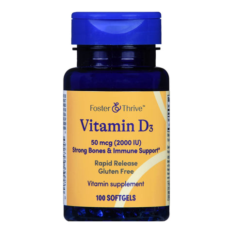 McKesson Vitamin Supplement Foster & Thrive™ Vitamin D3 2,000 IU Strength Softgel 100 per Bottle 1244150