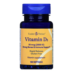 McKesson Vitamin Supplement Foster & Thrive™ Vitamin D3 2,000 IU Strength Softgel 100 per Bottle 1244150