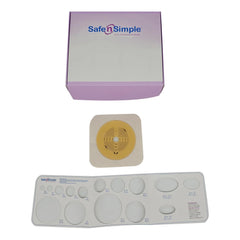 Ostomy Barrier Safe n Simple™ Trim to Fit, Standard Wear Flexible Tape 70 mm Flange Up to 2-1/4 Inch Opening 5 X 5 Inch  2 3/4" (10/BX 8BX/CS) MK-1245143
