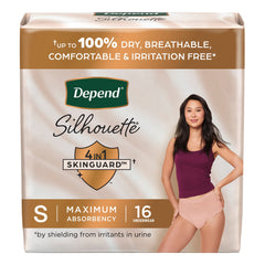 Absorbent Underwear Depend® Silhouette® Waistband Style Adult Small Female Disposable Heavy Absorbency DEPEND SILHOUETTE MAX ABSRB FML SM (16/PK 2PK/CS) MK-1246161