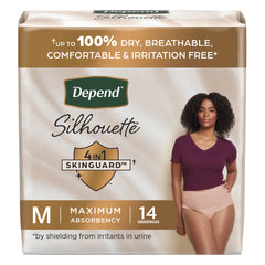 Absorbent Underwear Depend® Silhouette® Waistband Style Adult Medium Female Disposable Heavy Absorbency DEPEND SILHOUETTE MAX ABSRB MED (14/PK 2PK/CS) MK-1246162