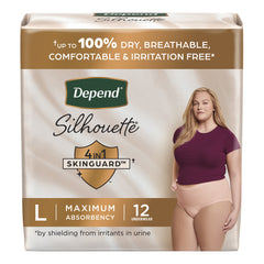 Absorbent Underwear Depend® Silhouette® Waistband Style Adult Large Female Disposable Heavy Absorbency DEPEND SILHOUETTE MAX ABSRB FML LG (12/PK 2PK/CS) MK-1246163