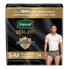 Absorbent Underwear Depend® Real Fit® Waistband Style Adult Small / Medium Male Disposable Heavy Absorbency DEPEND REALFIT MAX ABSRB SM/MED (14/PK 2PK/CS) MK-1246165