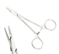 Needle Holder Euro-Med® Mayo-Hegar 5-1/2 Inch Length Straight Wide Serrated Jaws Finger Ring Handle Each MK-1250655