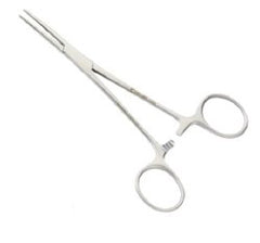 Hemostatic Forceps Euro-Med® Kelly 5-1/2 Inch Length OR / Surgical Grade German Stainless Steel NonSterile Locking Finger Ring Handle Straight Serrated Tips EACH MK-1250661
