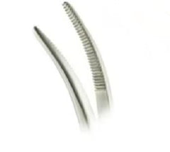 Hemostatic Forceps Euro-Med® Kelly 5-1/2 Inch Length OR / Surgical Grade German Stainless Steel NonSterile Locking Finger Ring Handle Curved Serrated Tips EACH MK-1250662