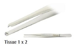 Tissue Forceps Euro-Med® 8 Inch Length OR / Surgical Grade German Stainless Steel NonSterile NonLocking Thumb Handle Straight 1 X 2 Teeth EACH MK-1250663