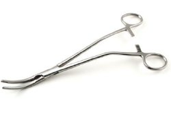 Hysterectomy Forceps Sklar® Z-Type 8-1/4 Inch Length OR / Surgical Grade German Stainless Steel NonSterile Locking Finger Ring Handle Angled Serrated Tips EACH MK-1250893