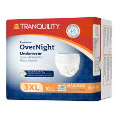 Absorbent Underwear Tranquility® Premium OverNight™ Pull On with Tear Away Seams Adult 3X-Large Unisex Disposable Heavy Absorbency UNDERWEAR, TRANQUILITY OVERNIGHT DISP 3XLG (10/BG 4BG/CS) MK-1252478