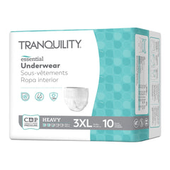 Absorbent Underwear Tranquility® Essential Pull On with Tear Away Seams Adult 3X-Large Unisex Disposable Heavy Absorbency UNDERWEAR, TRANQUILITY OVERNIGHT DISP HD 3XLG (10/BG 4BG/CS) MK-1252479