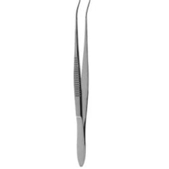 Dressing Forceps V. Mueller® 4 Inch Length OR / Surgical Grade German Stainless Steel NonSterile NonLocking Thumb Handle Full Curved Delicate, Serrated Tips EACH MK-1254300