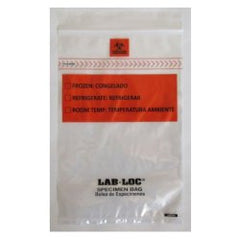 Specimen Transport Bag with Document Pouch Lab-Loc® 12 X 15 Inch Zip Closure Biohazard Symbol / Storage Instructions NonSterile PK/CS MK-1257108