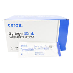 General Purpose Syringe Ceros 30 mL Luer Lock Tip  LL STD PLUNGER LF DEHP FREE 30ML (50/BX 8BX/CS) MK-1259255