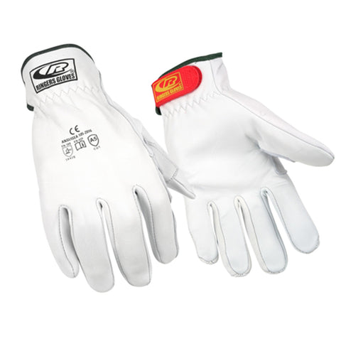 Cut Resistant Glove Ringers® R664 Drivers Size 8 Leather White Wrist Length Adjustable Cuff NonSterile MK-1261148