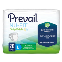 Incontinence Brief Prevail® Nu-Fit® Adult Large Unisex Disposable Heavy Absorbency NUFIT MAX ABSRBADLT LG (20/BG 4BG/CS) MK-1261577