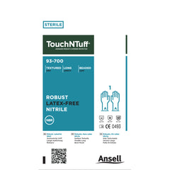 Cleanroom Glove TouchNTuff® 93-700 Size 8.5 to 9 Nitrile Green 12 Inch Length Beaded Cuff Sterile Pair  STR SZ8.5-9 (200PR/CS MK-1263487