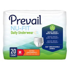 First Quality Products LLC Absorbent Underwear Prevail® Nu-Fit® Pull On with Tear Away Seams Adult Medium Unisex Disposable Heavy Absorbency Case of 80 - NUU-512