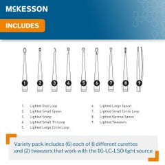 Ear Curette Pack McKesson Single-ended Handle Assorted Tip Sizes Assorted Tips BX/CS MK-1265383