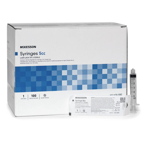 McKesson General Purpose Syringe McKesson 5 mL Luer Lock Tip Without Safety Box of 100 - 1266869