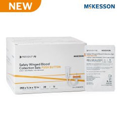 McKesson Prevent® PB Blood Collection Set with Holder 25 Gauge 3/4 Inch Needle Length Safety Needle 12 Inch Tubing Sterile BX/CS MK-1267045