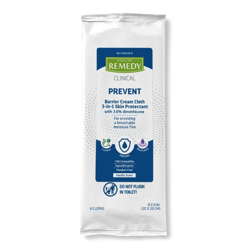 Personal Cleansing Wipe Medline Remedy Clinical Prevent Soft Pack Scented 3 Count 8"X8" (3/PK 45PK/CS) MK-1268751